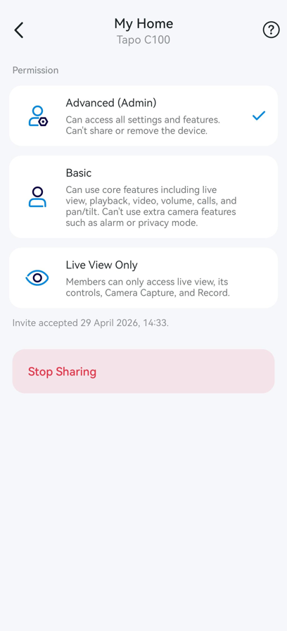 Change permissions or stop sharing.