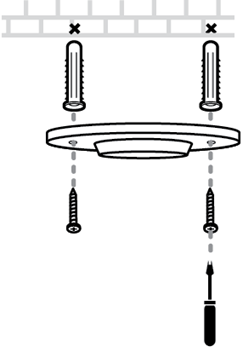 Insert anchors into the holes and screw the camera base.