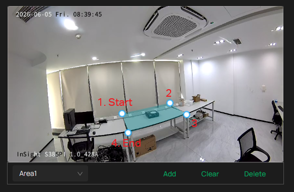 Add a zone to specify a detection area. When an item is detected to be taken or left in the custom area, you will get an alert.