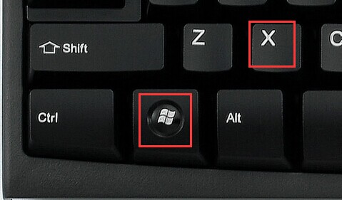 Keyboard with Windows key and X key both highlighted.