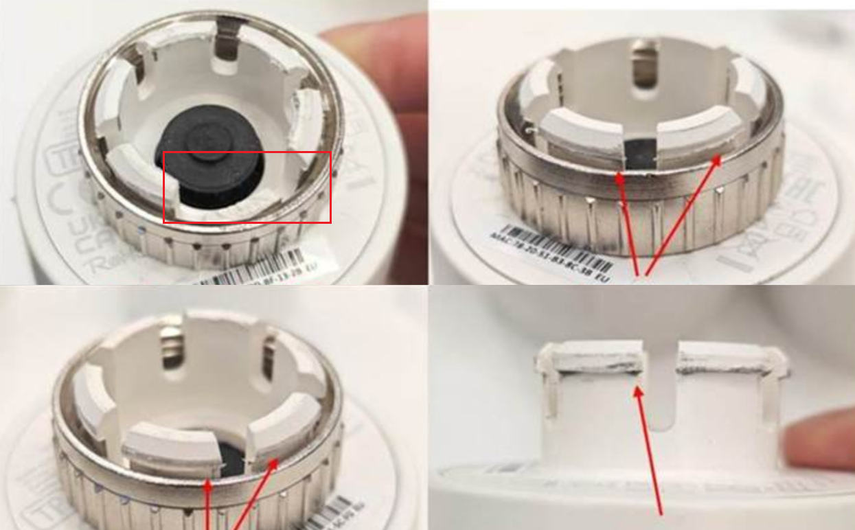 Illustration showing clip wear caused by tilting and rotating the device body.