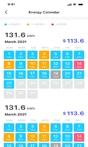 A screenshot showing the Energy Calendar.