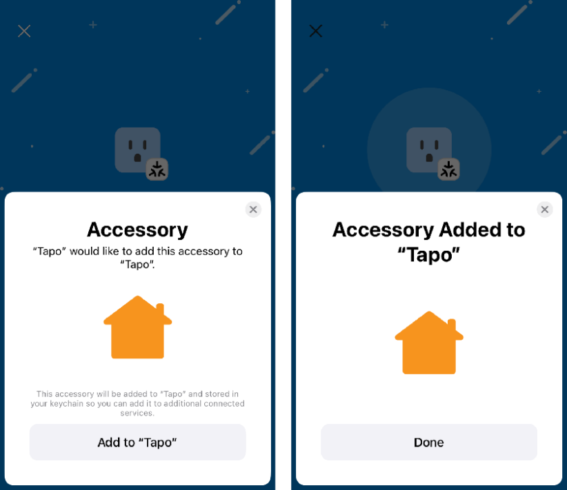 Click on Add to Tapo, then tap Done.