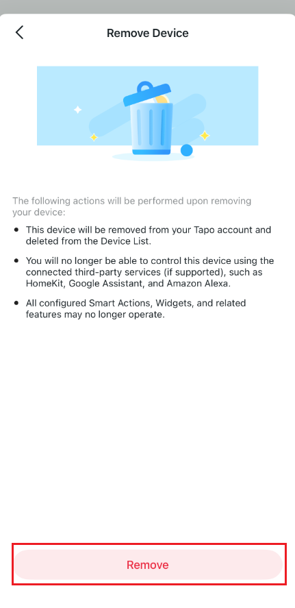 Confirm to Remove the device.