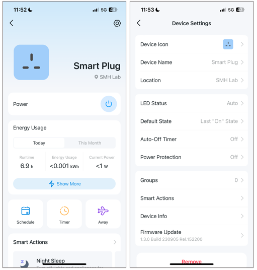 A screenshot showing the path to enable Auto-Off Timer via Tapo app.