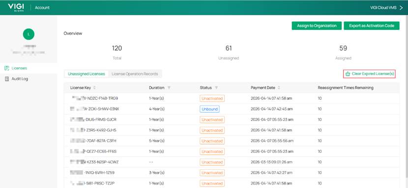 Licenses page.