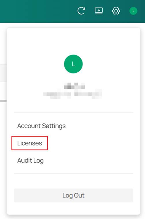 Cloud portal page and go to Licenses page