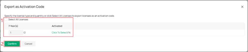Selecting licenses to export