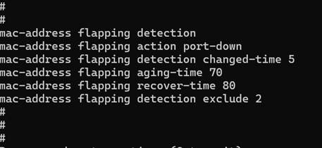 Example of CLI configuration output.