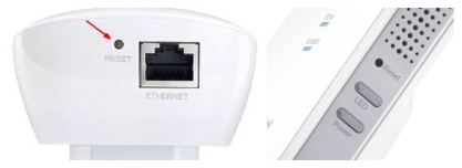 Reset button on extender.