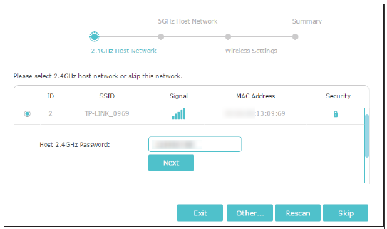 2.4GHz Host Network Setting page.