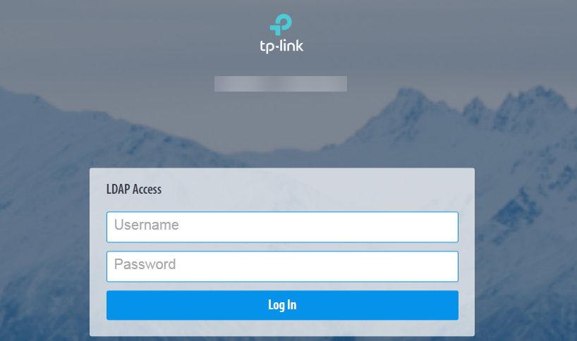 TP-Link captive portal LDAP Access login page with username and password fields and Log In button.