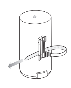 Illustration showing a cable tie being threaded through the mounting bracket on the Deco X50.