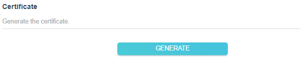 Certificate section with a Generate button to create the OpenVPN certificate.