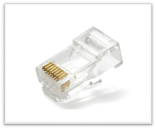 RJ45 connector with 8 gold pins.