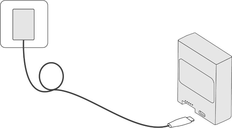 A picture showing the way to charge the door lock which does not support charging while in use.