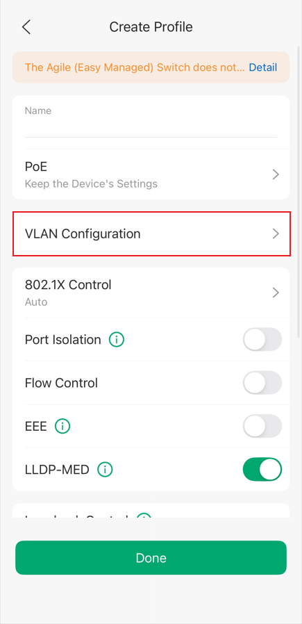 show the way to go to VLAN configuration.