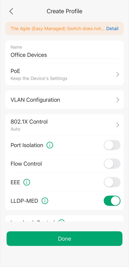 show the interface of the profile’s general configuration.