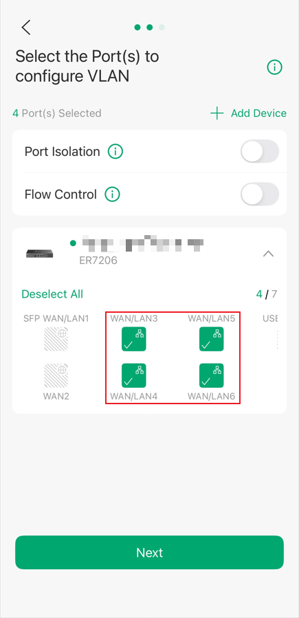 show an example of selecting the LAN ports.