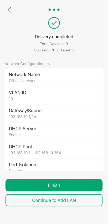  show an example of the page where the configurations have been completely delivered.