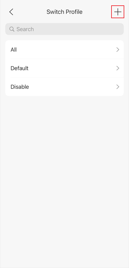 show the position of the button to create a new switch profile.