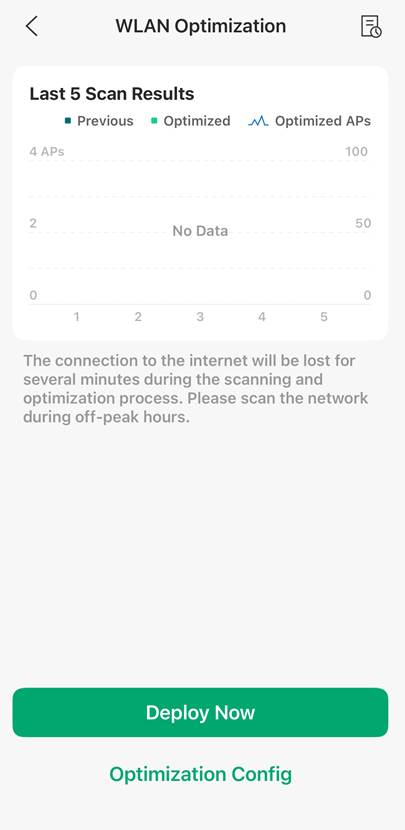 WLAN Optimization page in Omada app.