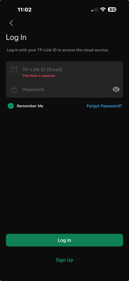 Login to the Omada App with a TP Link ID.