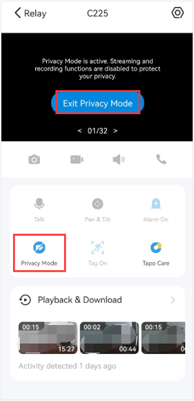 Tap Exit Privacy Mode.