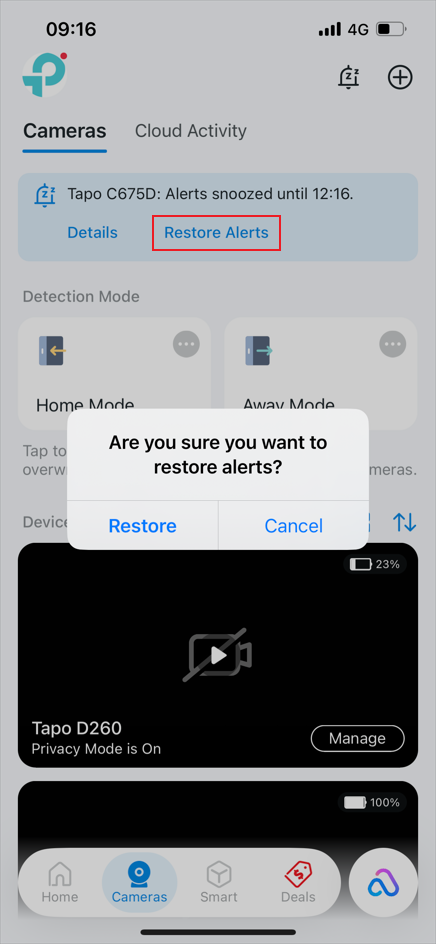 Tap Restore Alerts.