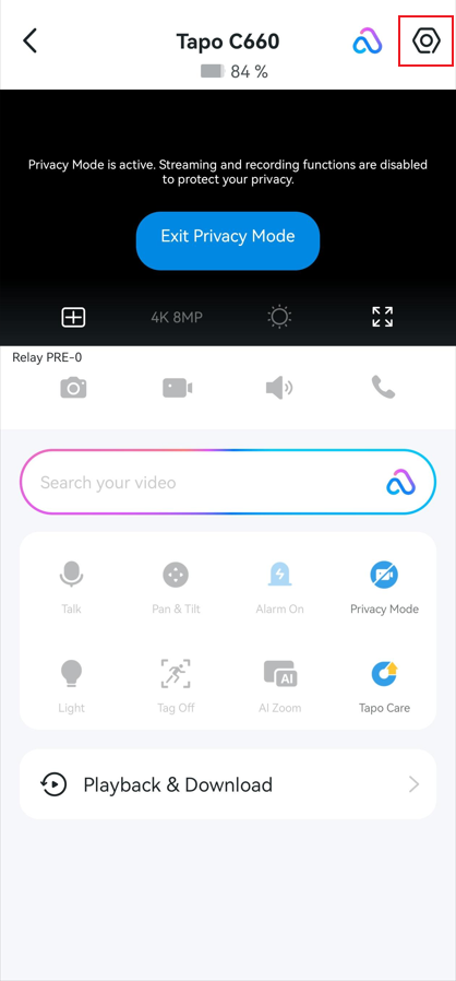 Tap the gear icon in the top right corner.
