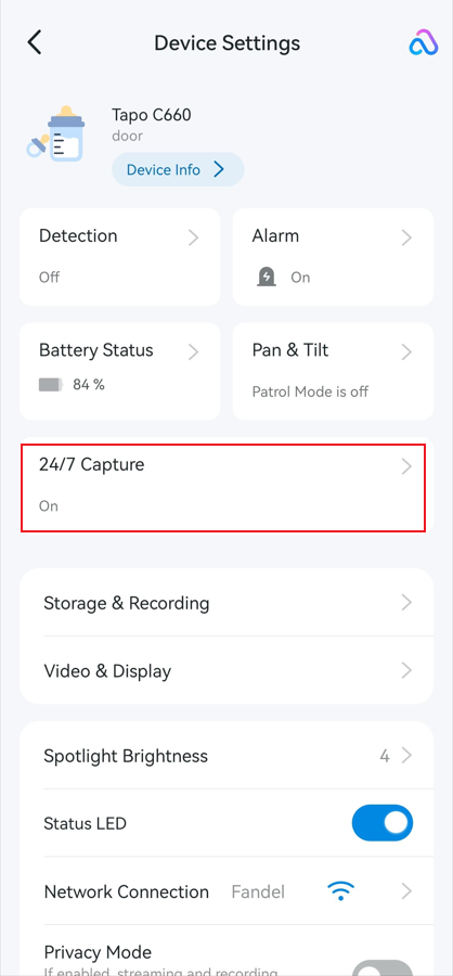 Select 24/7 Capture.