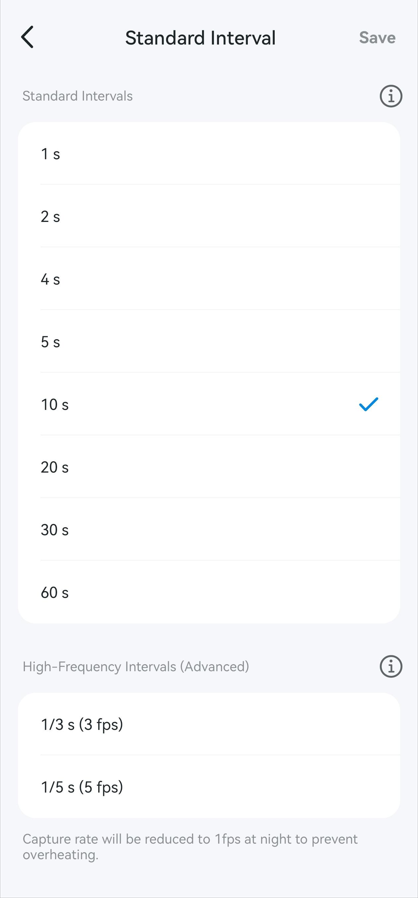 Select Intervals under Standard Mode.