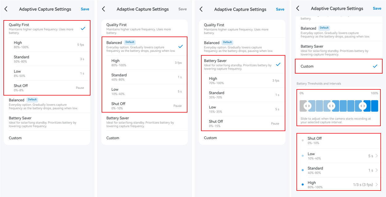 Choose your desired Adaptive Capture Mode.