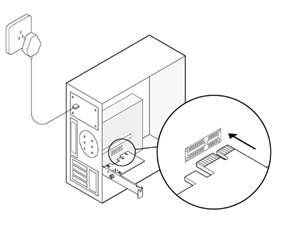 Illustration of inserting the PCIe adapter into a desktop PC slot.