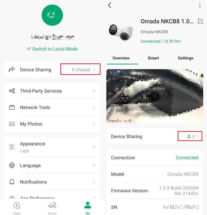 Device Sharing page showing that no TP-Link IDs have been granted access to the device.