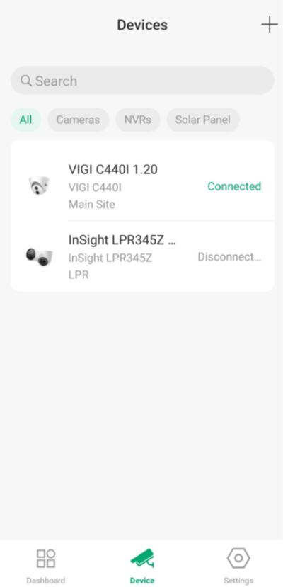 Device page showing that the device has been removed from the account.