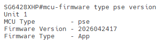 The command shows the MCU firmware version and firmware type.