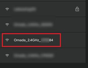 SSID list on phone highlighting the Sector Bridge 5 default SSID.