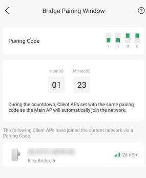 Bridge Pairing Window screen Omada app standalone mode.