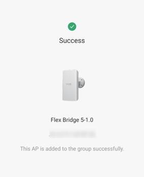 Success message when adding Flex Bridge 5 as client AP to Sector Bridge 5.