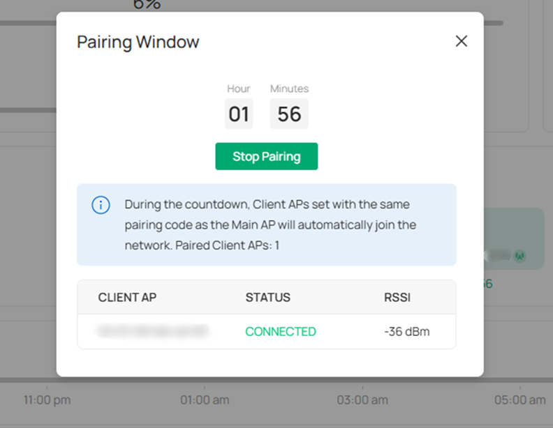 Pairing window page of the Sector Bridge 5 in Omada controller interface.