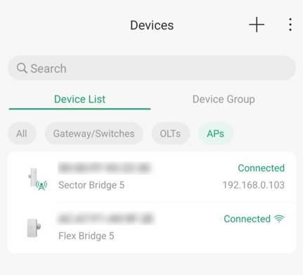 Adopted Sector Bridge 5 and Flex Bridge 5 devices in Omada App controller mode.