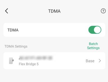 TDMA settings of Sector Bridge 5 toggle bar.