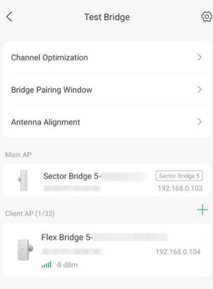 Connected Sector Bridge 5 and Flex Bridge 5 in Omada app standalone mode.