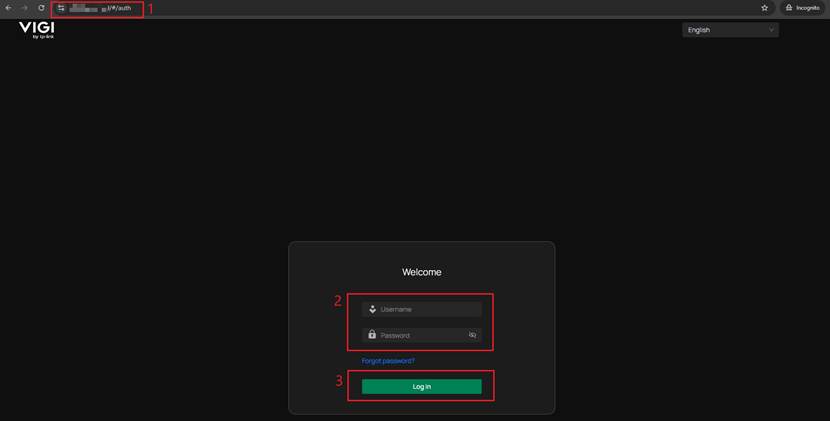 The web login page of the VIGI camera.