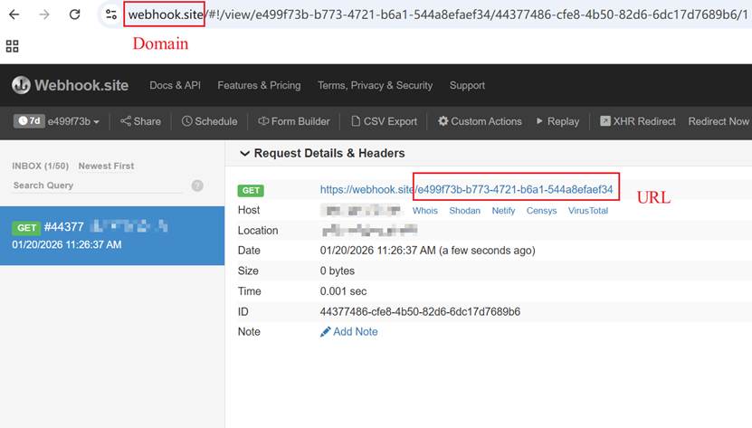 The domain and URL of Alarm Server.