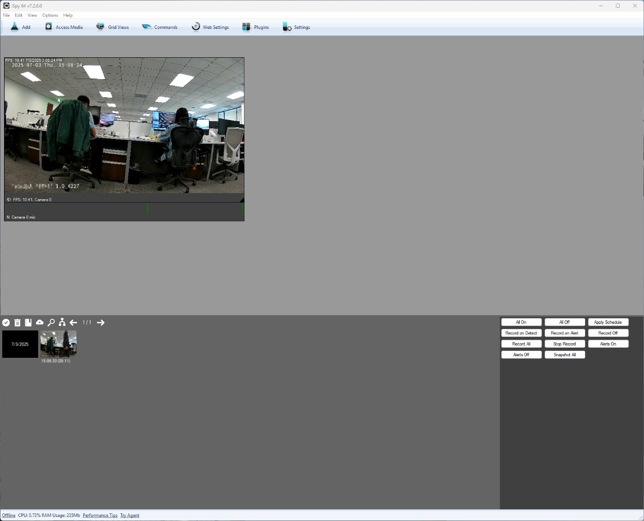 Omada Camera successfully added to iSpy for monitoring and management.