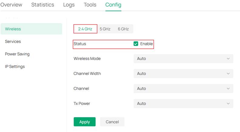 Enable 2.4GHz on the Omada Controller 's Device Management page