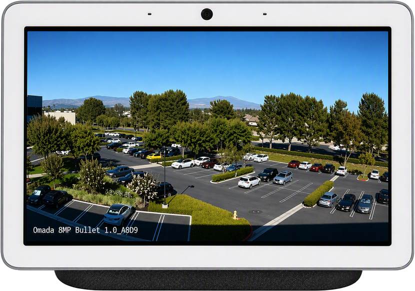 Google Home display showing an Omada Guard camera live view after successful integration