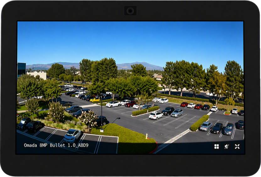 Amazon Alexa display showing an Omada Guard camera live view after successful integration